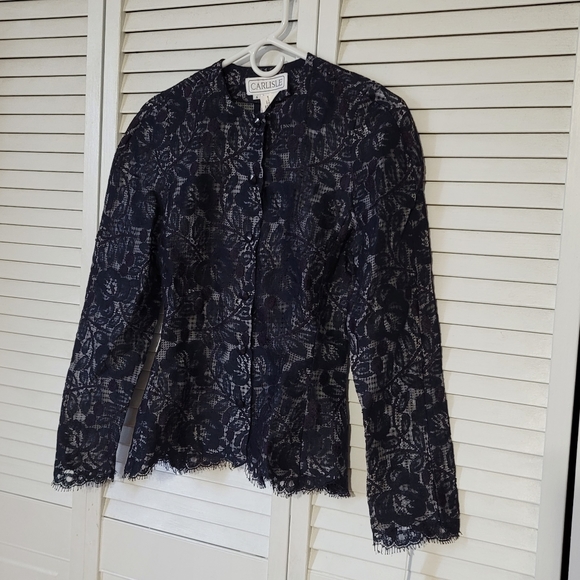 CARLISLE Vintage Foral Lace & Silk Dress Jacket, Size 6 - Picture 4 of 12